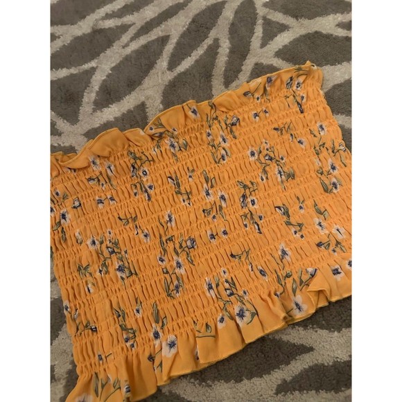 Yellow Floral Ruched Kendall and Kylie Tube Top - Picture 2 of 3